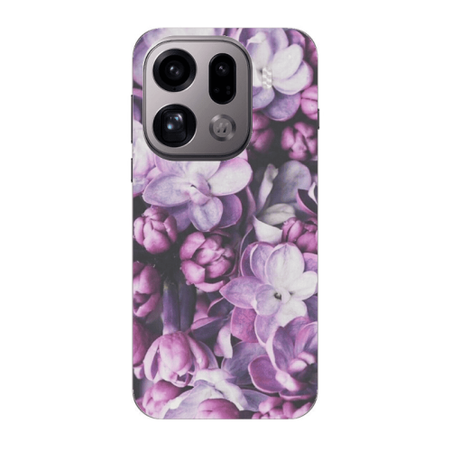 Oppo Find X9 Pro Purple Flowers Transparent Silicone TPU Θήκη